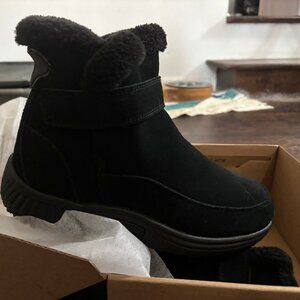 OrthoFeet Bliss Hands-Free Black Suede Bootie - Womens 7 (new with box)